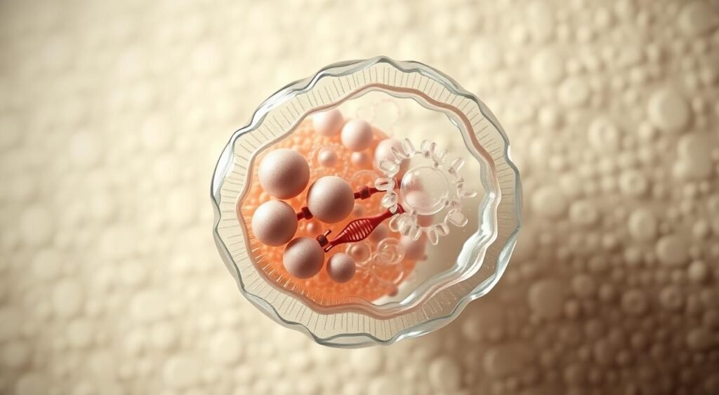 Detailed macro study of intricately structured mitochondria, their inner and outer membranes, cristae, and matrix. Cutaway view showcasing the complex machinery within, including enzymes, ATP synthase, and genetic material. Soft, diffused lighting illuminates the organelles against a neutral, slightly textured background, creating a contemplative, scientific atmosphere. Angle slightly elevated to provide comprehensive perspective. Rendered with high fidelity and photorealistic clarity, emphasizing the beauty and importance of these "powerhouses of the cell".